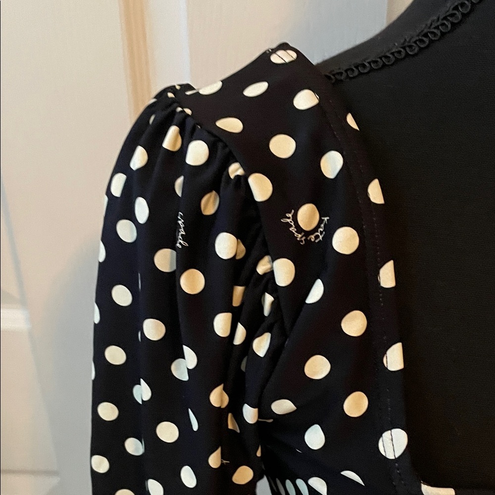 NWT Kate Spade feminine silky Black and White Polka Dot Crop Top Large - Picture 4 of 14
